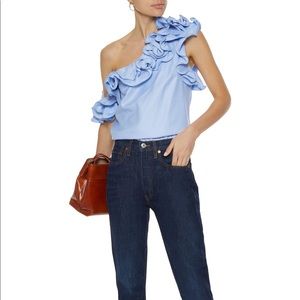 Petersyn Arabella One-Shoulder Light Blue Top